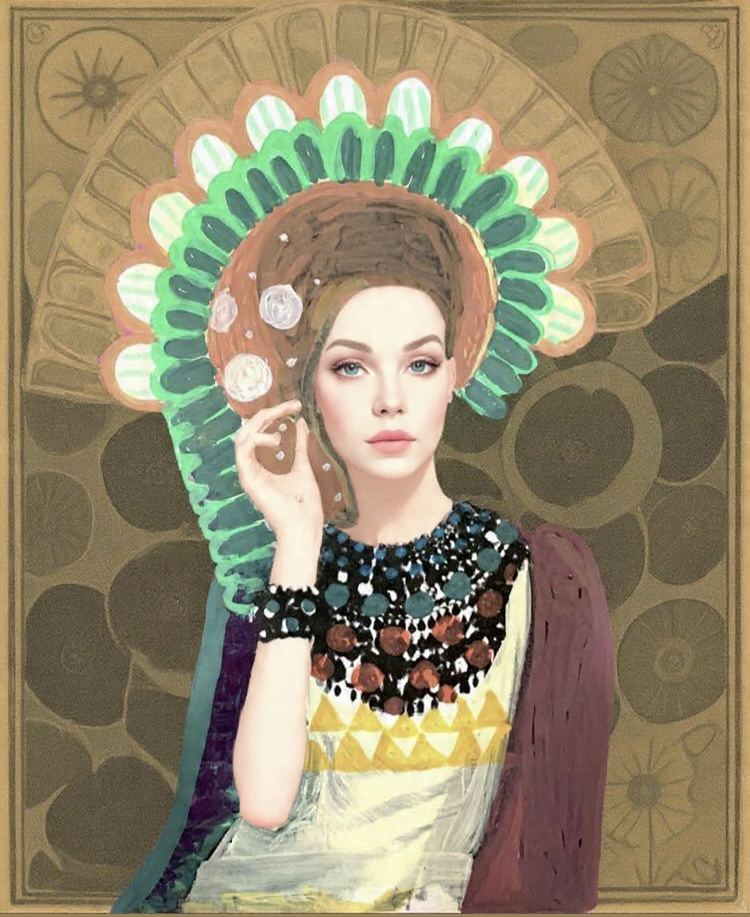 East Meets Gold: Collaging Cultural Influence in the Style of Gustav Klimt