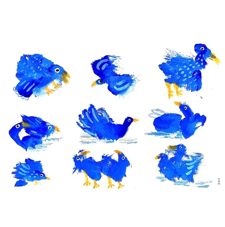 Divergent Thinking Art Lesson: Turning Paint Blobs Into Birds